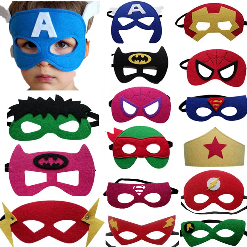 Disney,Avengers, Marvel Heroes, Spider Man, Batman, Hulk Cosplay Felt Mask, Halloween, Party Supplies, Children's Birthday Gifts