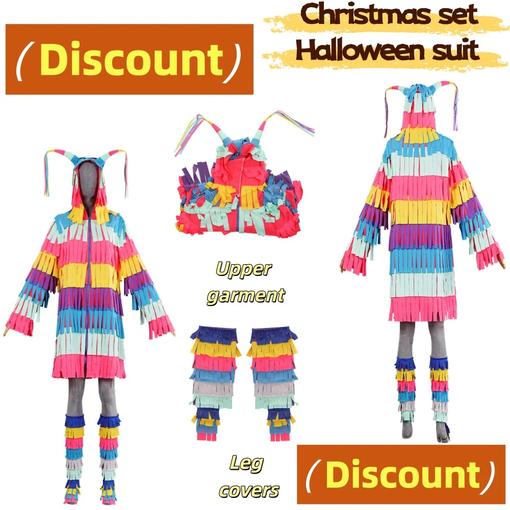 

Mexican Easter Egg Festival Women Men Halloween Party Cosplay Costume Pinata Colorful Jumpsuit Stage Performance Outfit Onesie