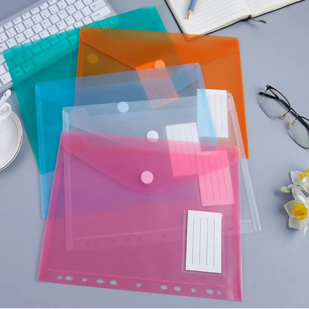 A4 Colorful Transparent File Folders Wallets Document Files With Holes For Ring Binder Folder Envelope Bags For School Office