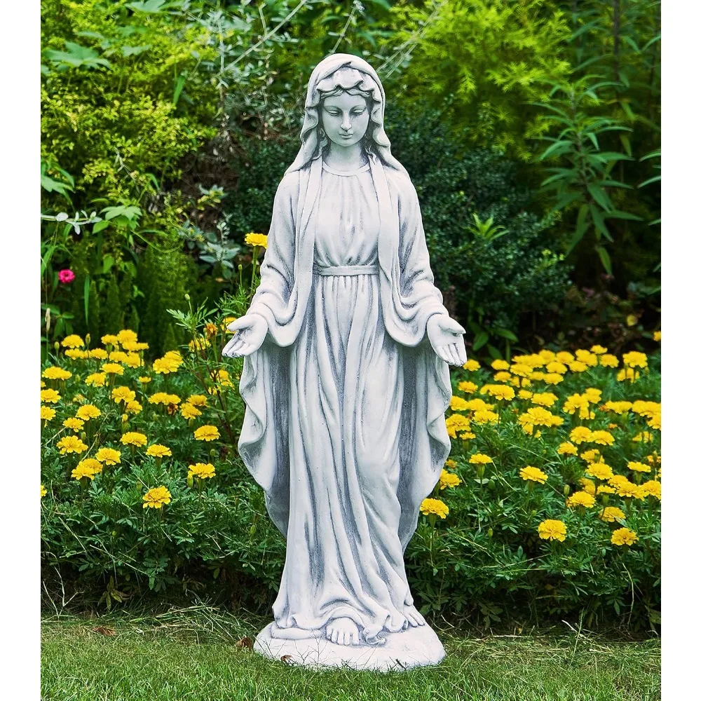 

Madonna Prayer Statue with Magnesia Stone, Decorative Sculpture, Outdoor Garden, Religious Decoration, 29.9 Inch High