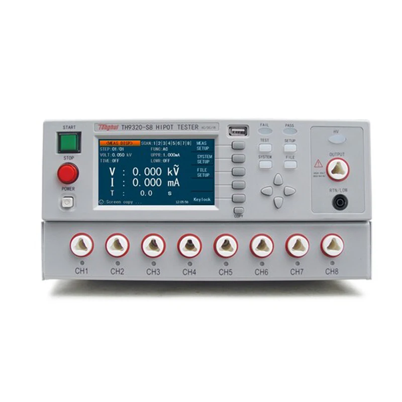 

Tonghui TH9320S8 Hipot Tester 480x272 Dot-matrix TFT-LCD Display Eight Channel AC/DC Withstand Voltage Insulation Hipot Tester