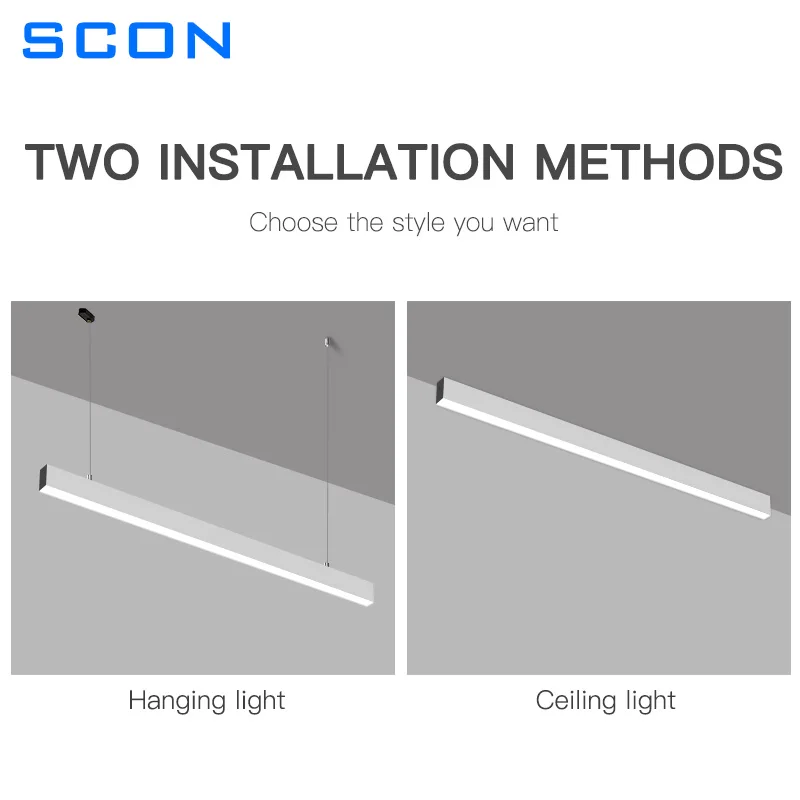 Imagem -05 - Scon-led Deep Anti-glare Linear Pendant Light Dimmable Hanging Light Cct Changing Linkable Light para Escritório e Vida 010v Discagem