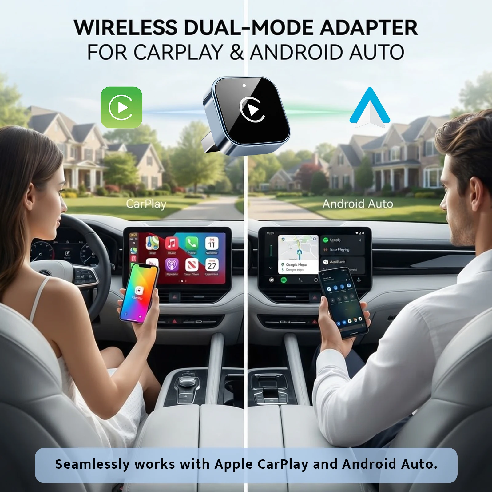 2026 Kabelloser CarPlay-Adapter, verbesserte Mini-Größe, schnelle automatische Verbindung, stabile Verbindung für iPhone- und Android-Geräte – Detail 3