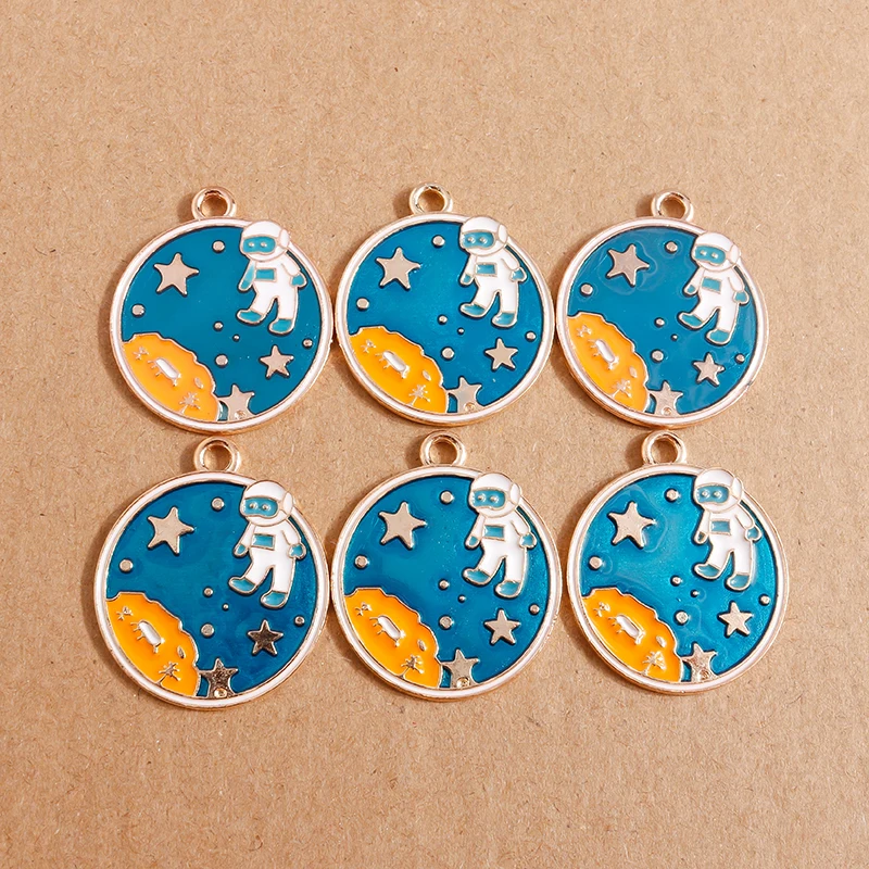 10 Stück Mix Emaille Galaxie Planet Raum Charms für Halsketten Armband Ohrringe Mond Sterne Anhänger DIY Schmuck Herstellung Zubehör – Detail 18