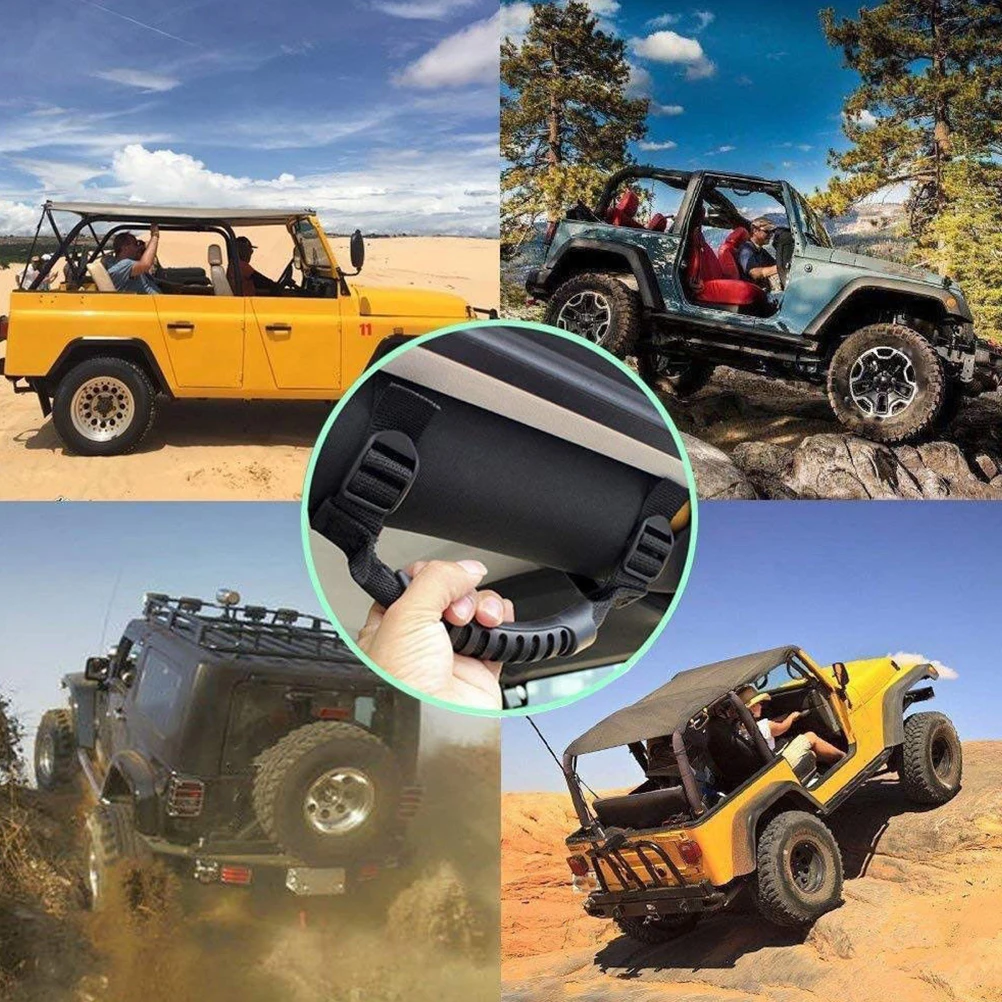 

2pcs Black Roof Interior Handlebar For Durable Nylon Car Safety Grip Handle Roll Bar Grab Support