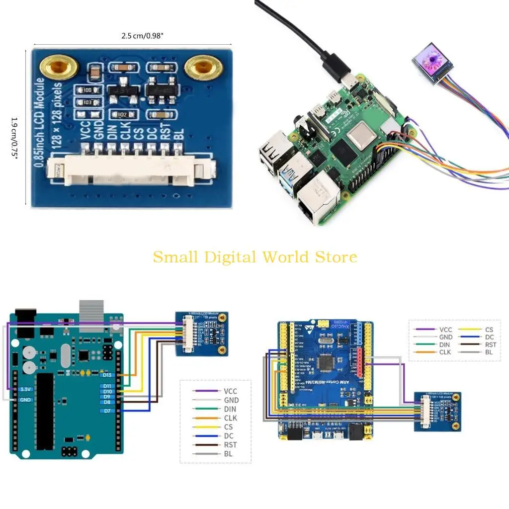 77UB 0.85 inch LCD Display Module for RPi Microcontroller Board 128x128 Resolution 65K Colors Display TFT Screen SPI