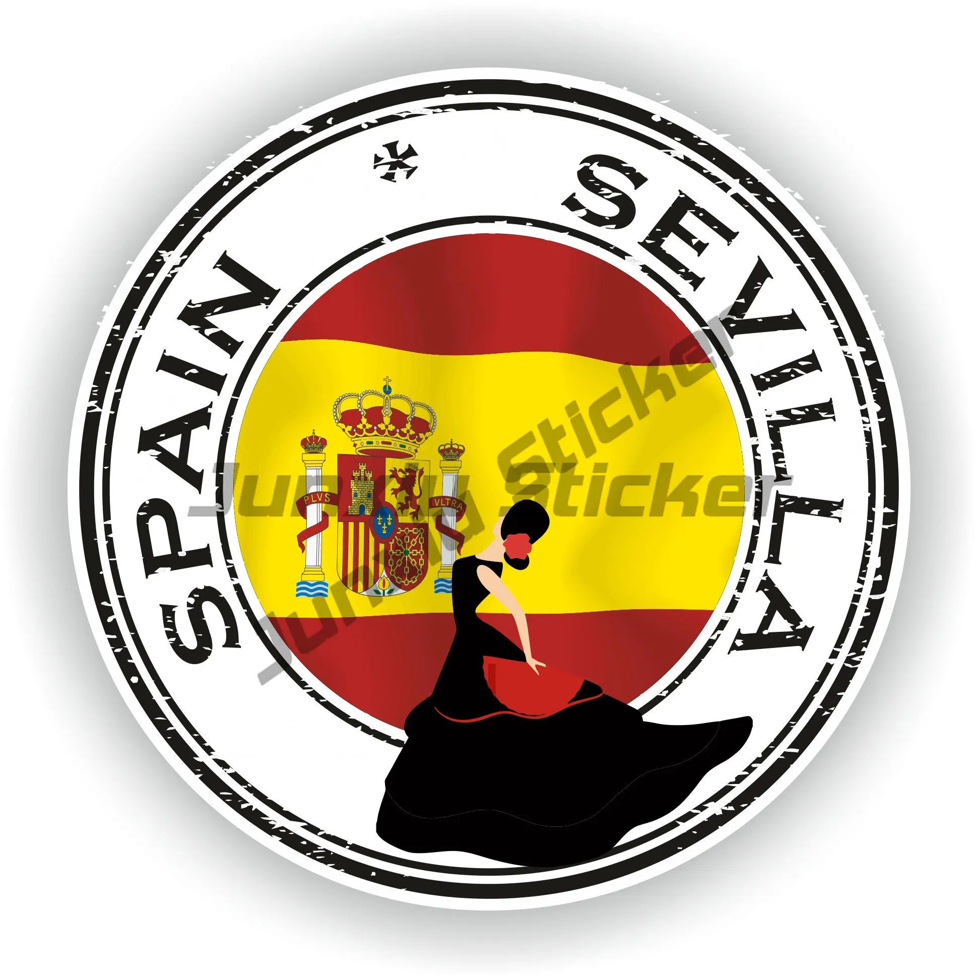 Spain Barcelona Menorca Madrid Seal Round Flag Sticker Spain Gay Rainbow Map Hand Peace Victory Waterproof Decals for Car SUV