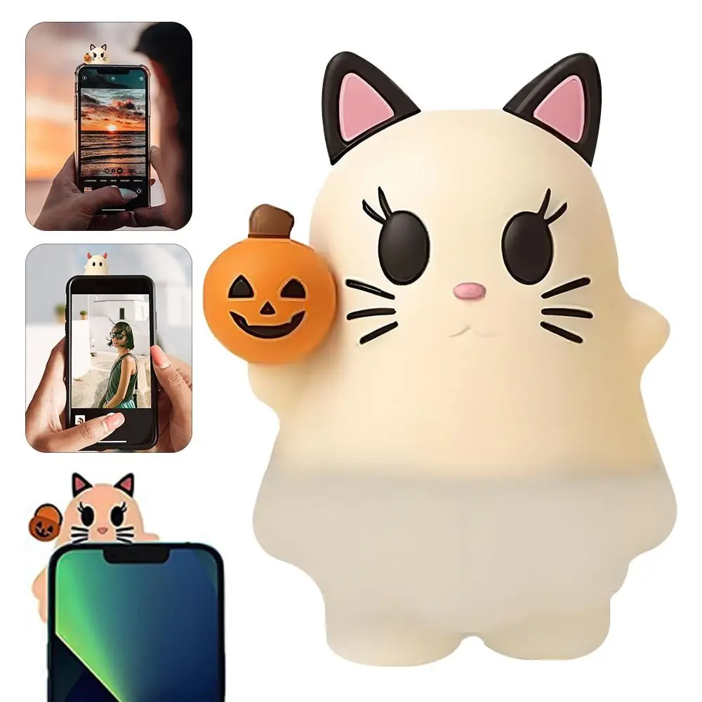 Fashion Peel-and-stick Ghostees Mystery Phone Buddy Mini Size Ghost Design Smartphone Figurine Ghost Pendant for Halloween Decor