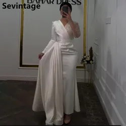 Sevintage 2025 White Long Sleeve Evening Dress Mermaid Custom Made Prom Gown Wedding Party Dress Vestidos