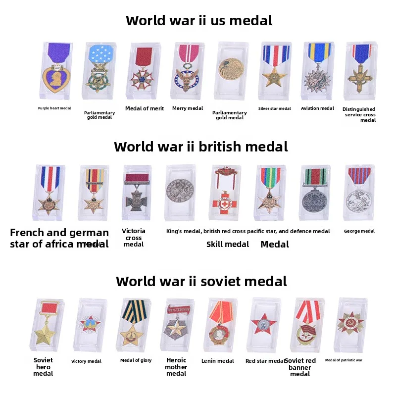 WW2 USA UK USSR Commemorative Medal Military Honor Badge Replica Collection Lapel Pin view 2