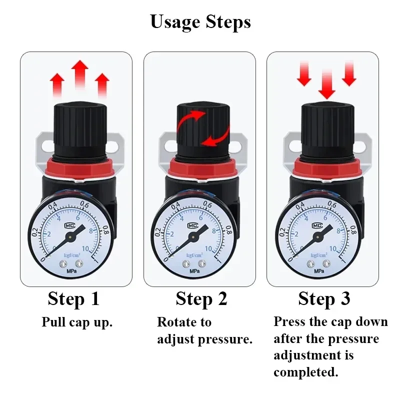 

AR2000 1/4'' Air Pressure Regulator Control For Compressor Pump Gas Regulating Treatment Units with Gauge Adjustable