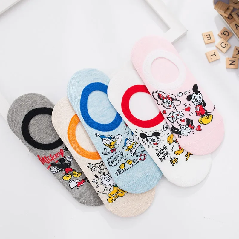 Cartoon Boot Sok Antislip Stealth Sokken Katoen Mickey Duck Sokken Persoonlijkheid Ondiepe Mond Sok Low-Top Sokken Disney