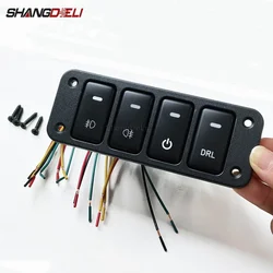 12V Automotive Modifited Spotlights ABS Fuel Tank Winch Air Pump ABS Diff Lock Button Switch with Panel for Universal Model