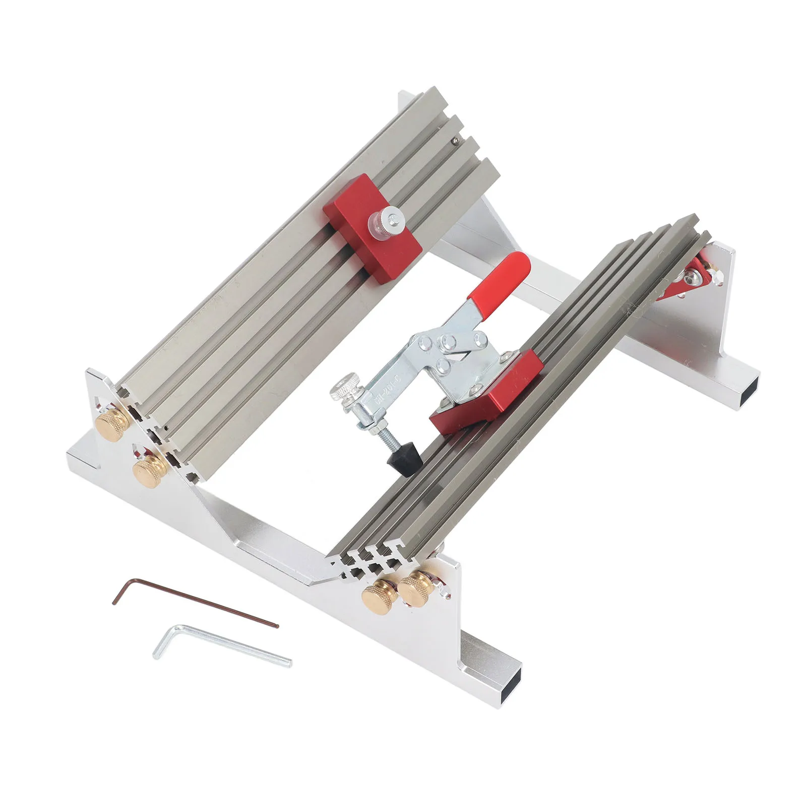 Adjustable Spline Jig for Table Saw & Router Table Aluminum Alloy 1/2 -16inch with 4 Molded Flip Stops Woodworking Clips