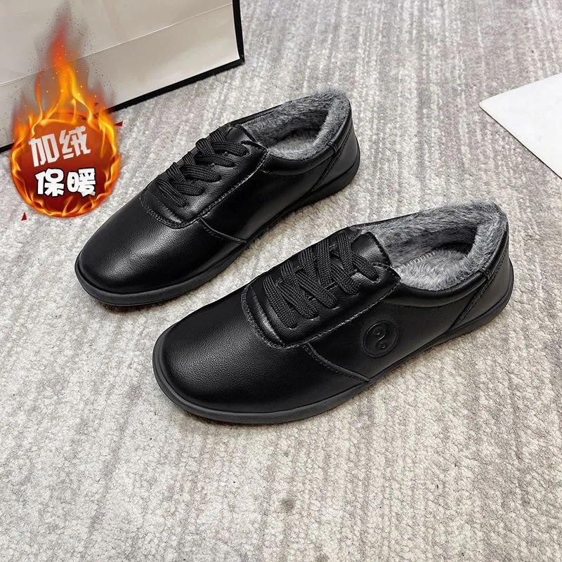 2024 zapatos de artes marciales de invierno para hombres y mujeres, zapatos cálidos con piel de Tai Chi, zapatos de Taekwondo de cuero de alta calidad Unisex, zapatos de Wushu para hombres