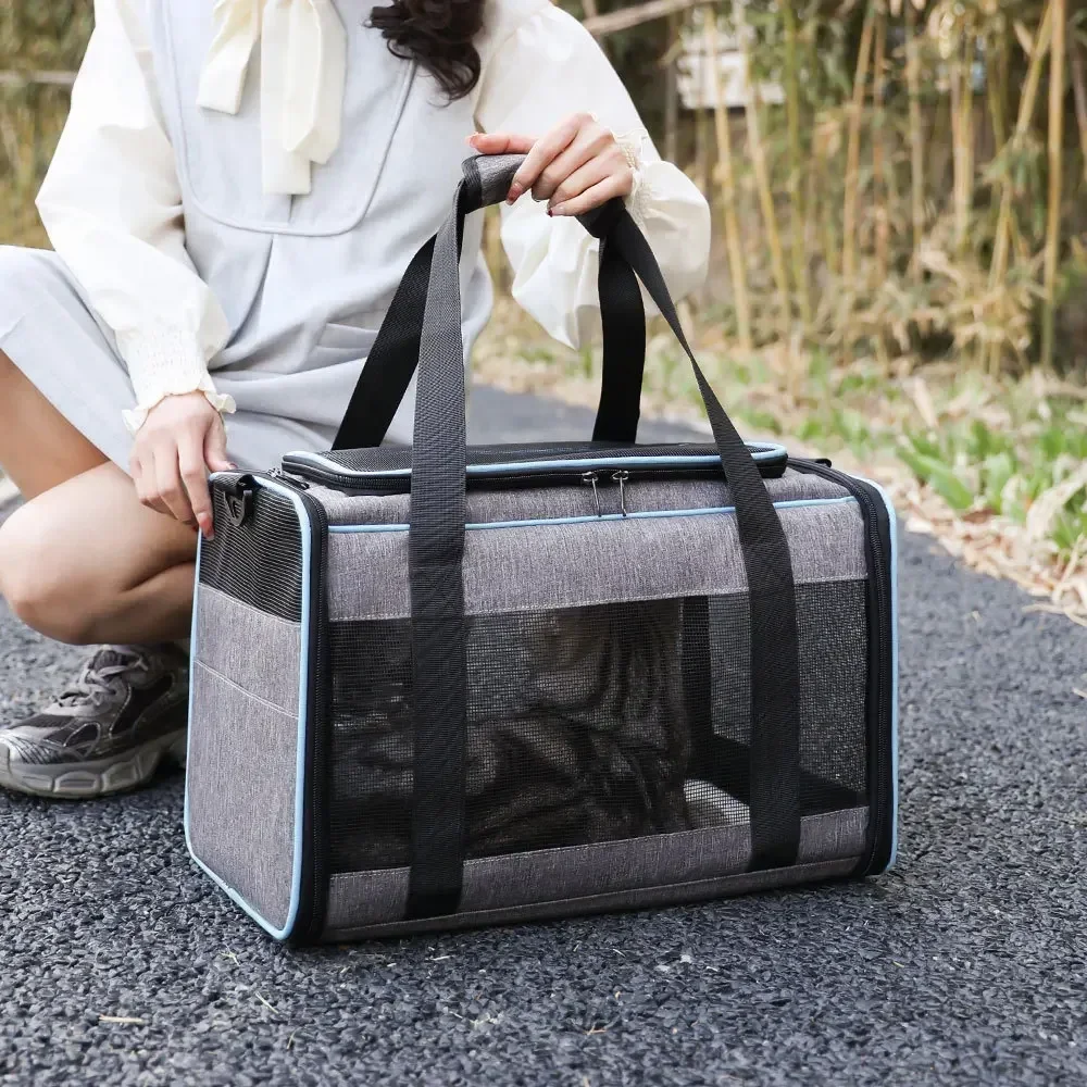 Переноска для собак, переноска для кошек, одобренная авиакомпанией, переноска для домашних животных для маленьких и средних собак, кошек, щенков, складная, с мягкими стенками, дорожная машина для щенков