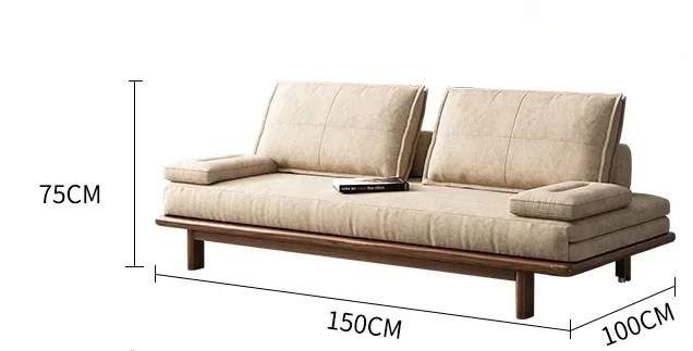 Nordic sofa bed folding dual-purpose living room multi-function small family single and double solid wood sofa