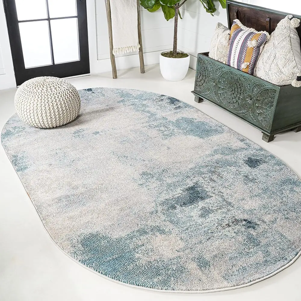 

Ctp104A-4Ov Contemporary Modern Abstract Vintage 4 Ft. X 6 Ft. Oval Area Rug, Transitional, Bohemian, Vintage, Non-Shedding,