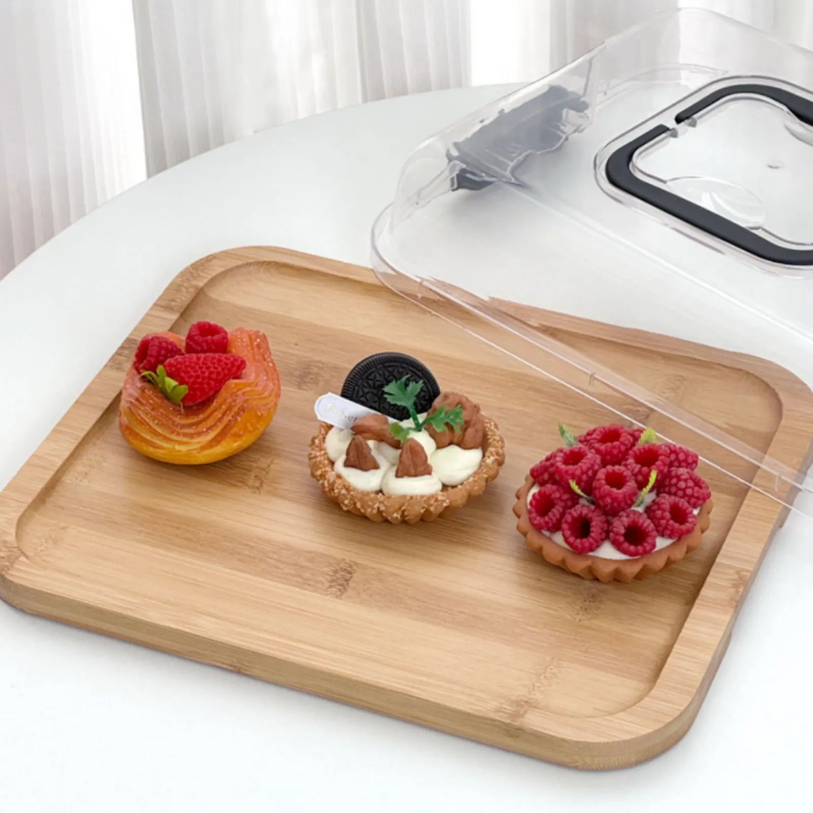 

Charcuterie Board with Lid Easy to Carry Divided Snack Tray Covered Cheese Board Party Friendly Covered Cheese Platter