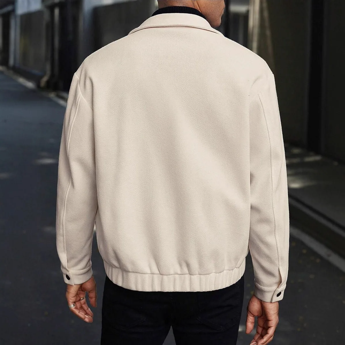 Men Solid Color Single Breasted Turn-down Collar Simple Basic Long Sleeve Jackets Autumn Winter New Fashion Male Thicken Clothes