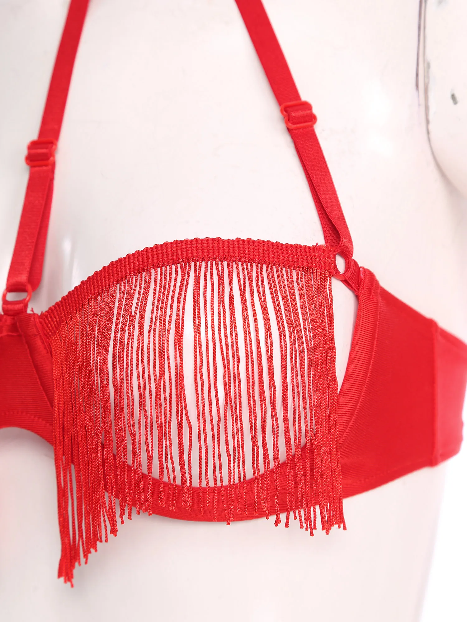 

Adult Women Halter Tassel Bras Breast See Through Exposed Brassier Fringe Lingerie Tempting Bra Couple's Dating Underwear Bra