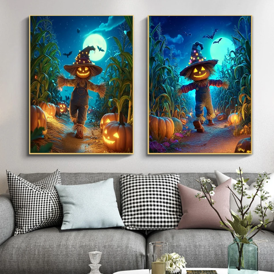 

RUOPOTY Painting By Numbers New Scarecrow Abstract Halloween On Canvas Paint Kit Coloring For Adults Art Supplies Set Home Decor