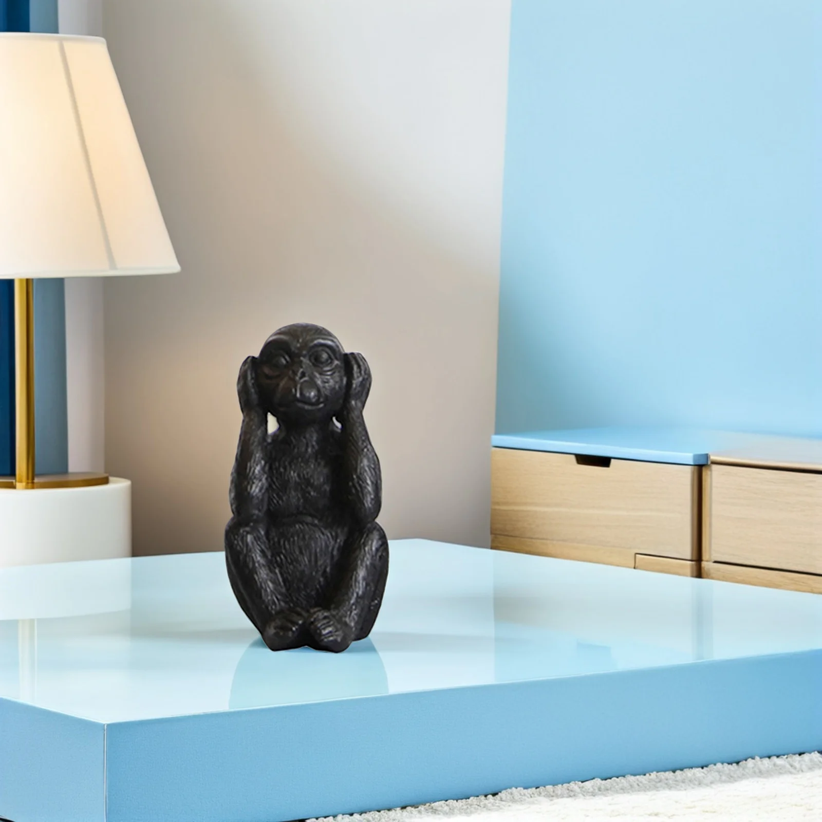 

3Pcs Resin Monkey Shaped Decor Compact Design Office Hotel Dining Room Adornment Resin Monkey Figurine Desktop Animal Decor