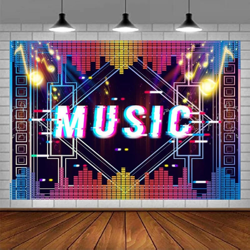 Disco Photography Backdrop Night Club Music Symbol Glitter Shiny Hip Hop Carnival Background Happy Birthday Party Karaoke Decor