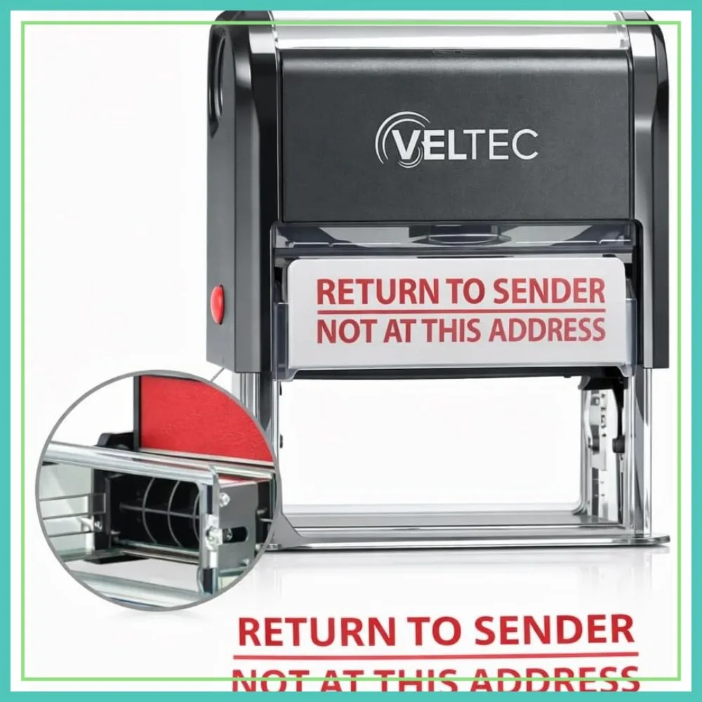 

Self Inking Rubber Stamp - Red Ink - Large - Return to Sender No Longer at This Address