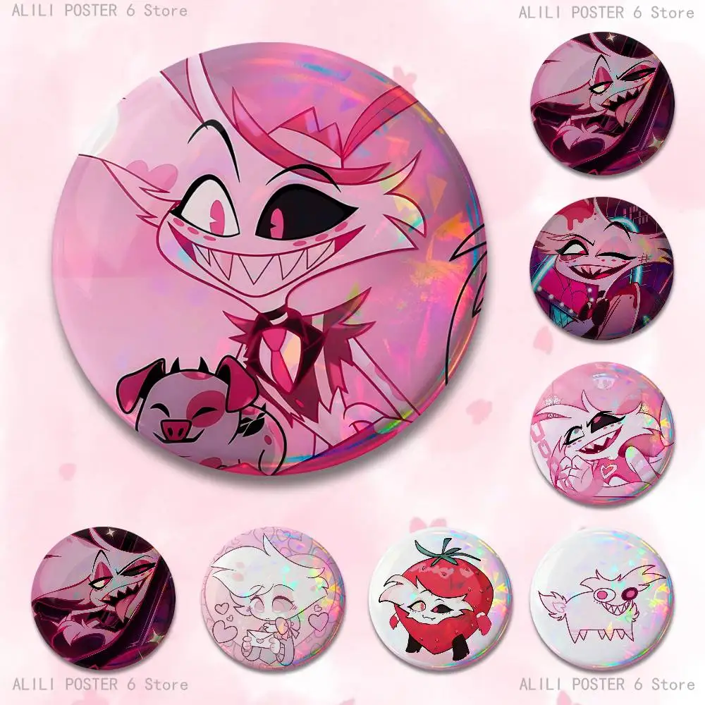 A-Angel H-Hazbined H-HotelES Badges 25 32 44 58 75 mm Round Cosplay Pin Bag Decor Fans Collect Friends Gifts Brooch Souvenir