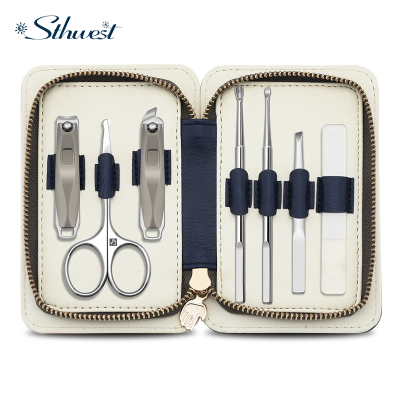 

Manicure Set Color Contrast sets Nail Clippers Cutter Tools Kits Stainless Steel Pedicure Travel Case for man woman