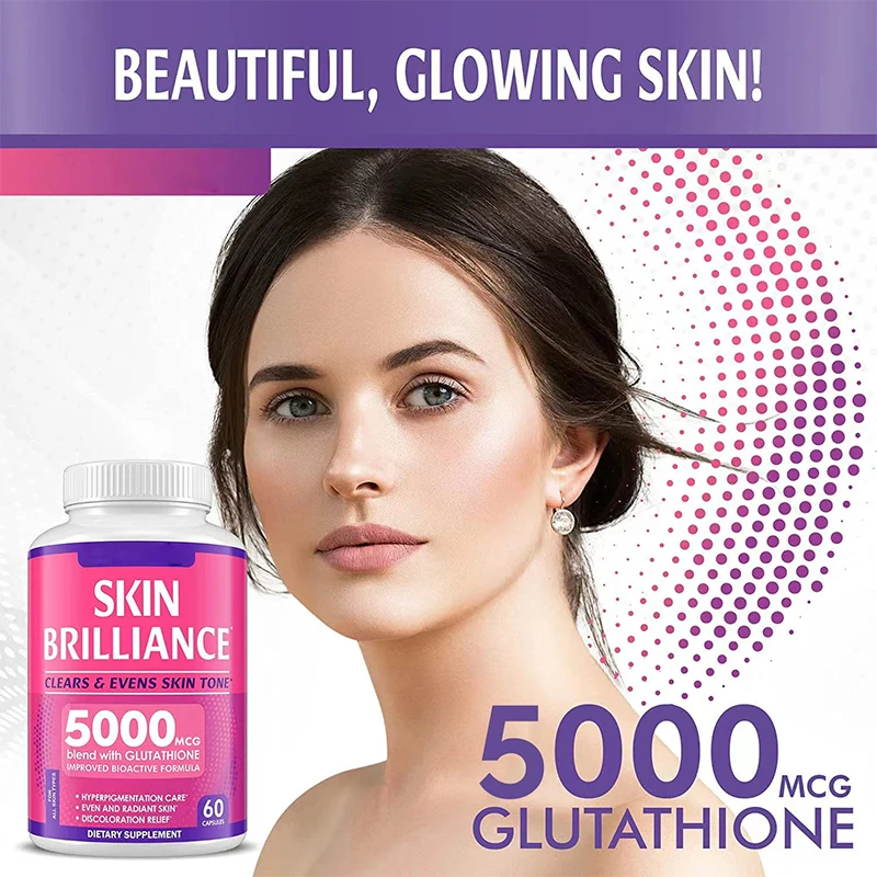 5000 mg Glutathione Supplement - For Skin Health Support, Antioxidant Supplement, Non-GMO, 60 Capsules