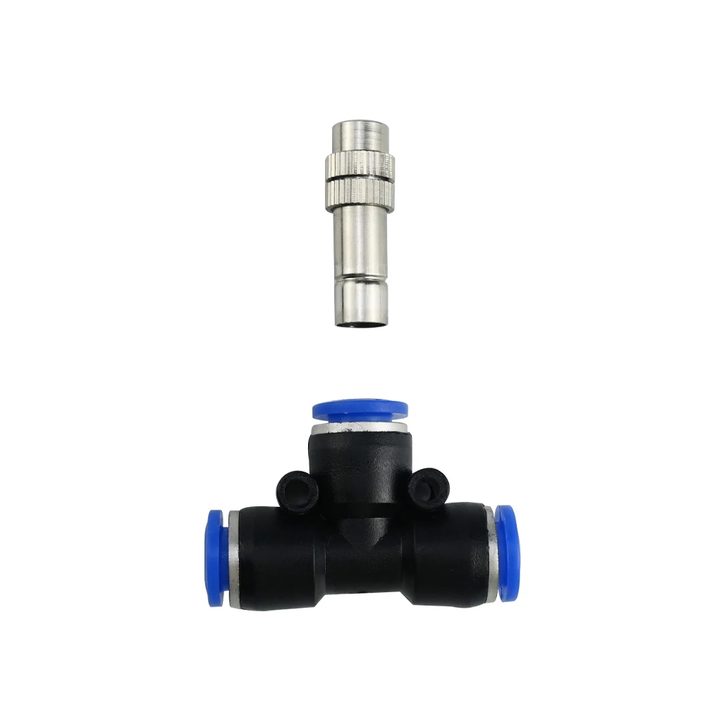 5pcs 8mm Push-Lock Adjustable Misting Nozzles with 6-12mm T-Fittings for Garden Patio Cooling Greenhouse And Irrigation System