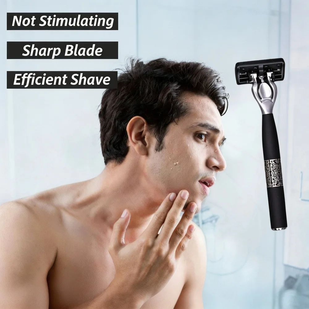 12PCS 6-Layer Manual Shaver Razor Blade Refills for Men's Shaving Replacement Set