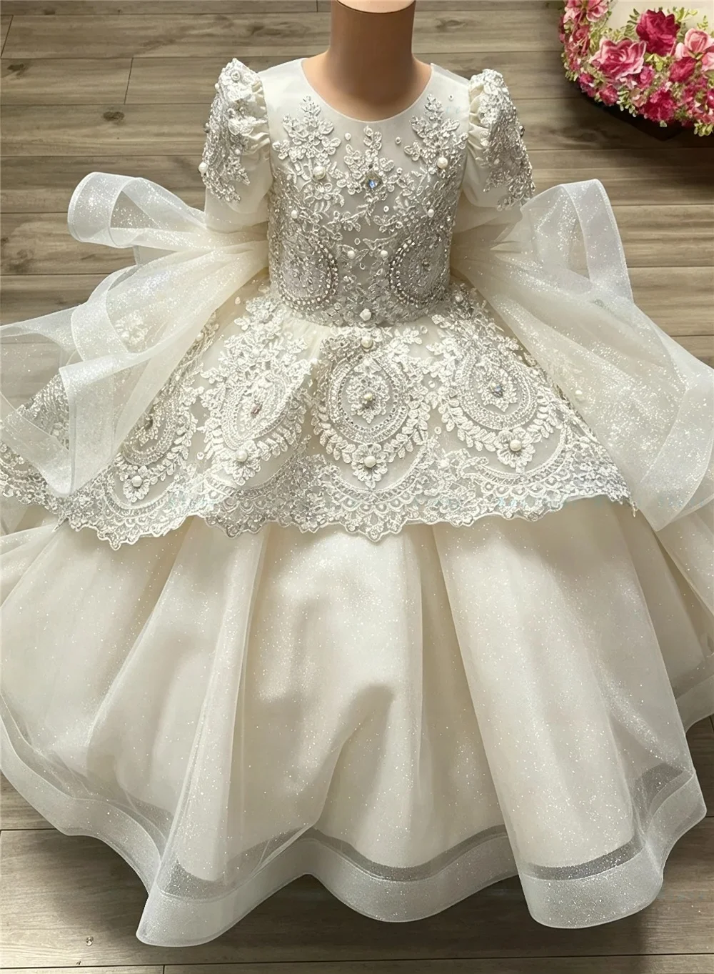 custom-luxury-sequin-puff-sleeve-dress-for-women-girls-wedding-guest-gown-elegant-birthday-party-pageant-runway-fashion