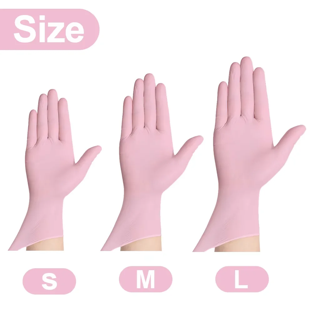 Tattoo Nitrile Gloves 100Pcs S/M/L Black/Pink Puncture Resistant Non-Sterile Gloves for Tattoo Studio Cleaning Tattoo Accessorie