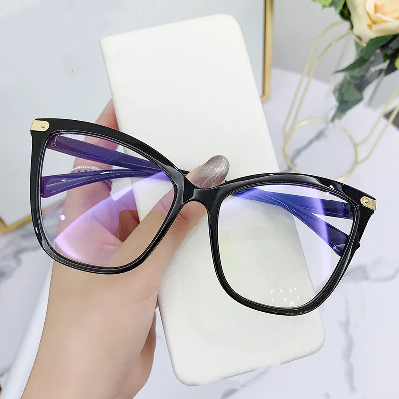 Fashion Anti-Blue Light Eyeglasses Cat Eye Glasses Frame Women Optical Computer Eyewear Radiation Protection Oversize Spectacle