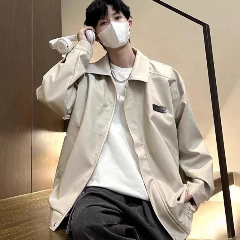 

Men's Oversized Motorcycle Leather Coat Retro American Style PU Jacket Casual Badass Outerwear​