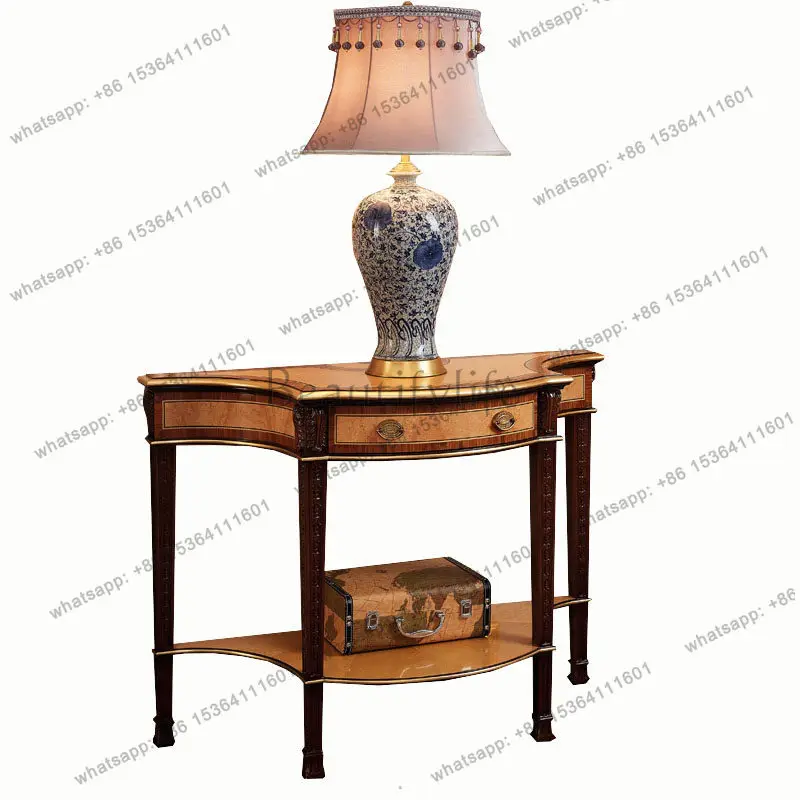 

Solid wood entrance cabinet Neoclassical French mahogany living room decorative cabinet