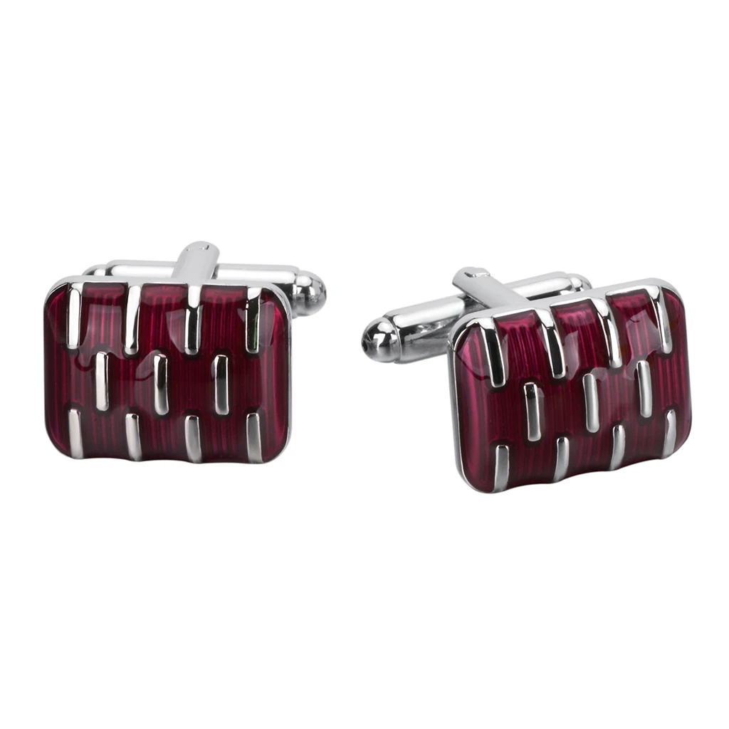 High Quality Square Red Enamel Cufflinks for Mens Bussiness Gift Copper Material Buttons Jewelry