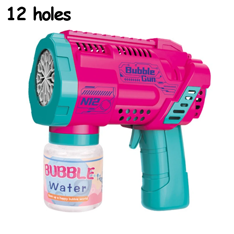 10/12 Holes Bubble Gun Pompom Gun Kids Toy Rocket Launcher Soap Drop Machine For Outdoor Indoor Birthday Wedding Bubble House