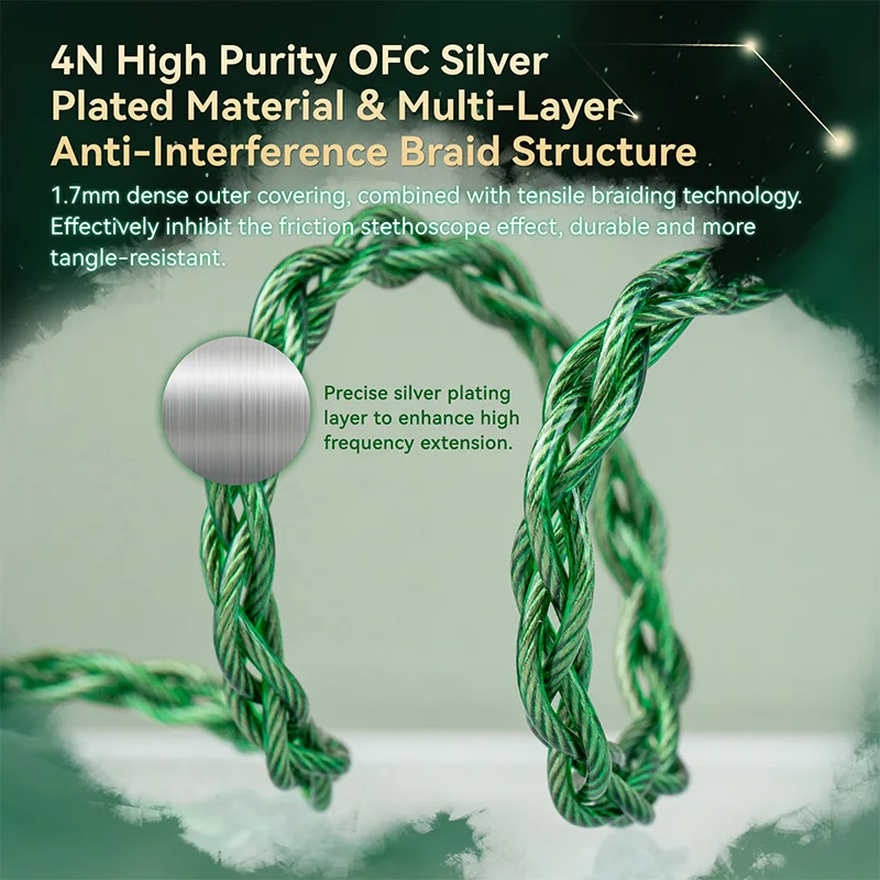 

Кабель KBEAR Aegis Wire HiFi для проводных наушников, аудиокабель MMCX, улучшенный кабель MH04, 4-жильный, высокочистый посеребренный OFC, 0.78 2PIN/QDC