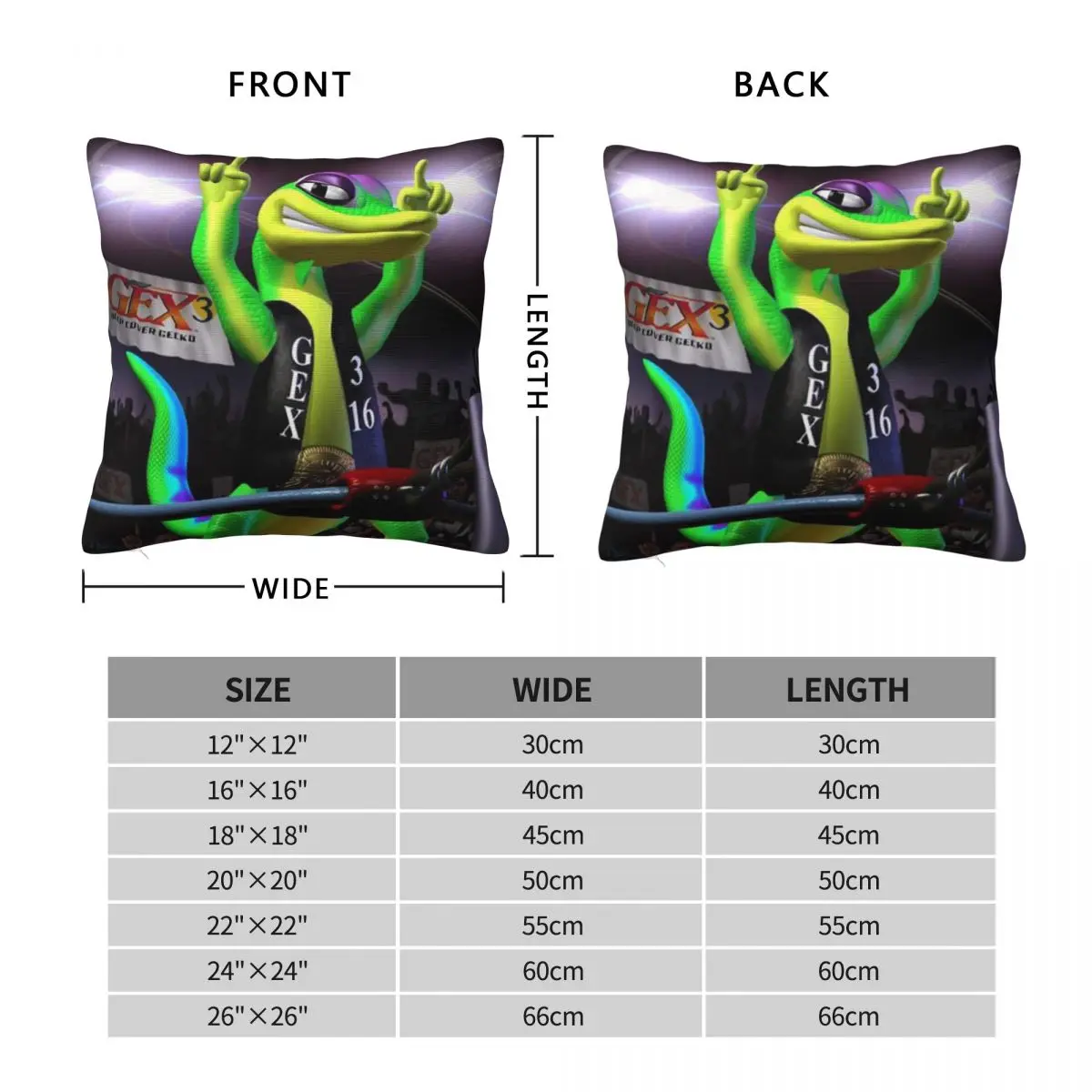 Gex 3 Deep Cover Gecko Square Pillowcase Polyester Linen Velvet Creative Zip Decor Pillow Case Bed Cushion Cover 18