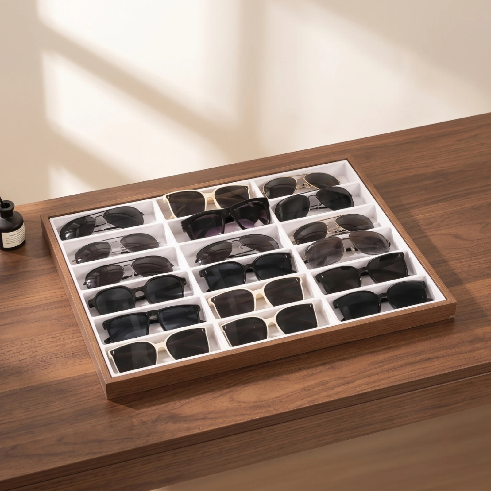 Eyeglasses Display Tray Divided Eyewear Display Tray Sunglasses Organizer Safeguarding for Retailers, Optical Shops