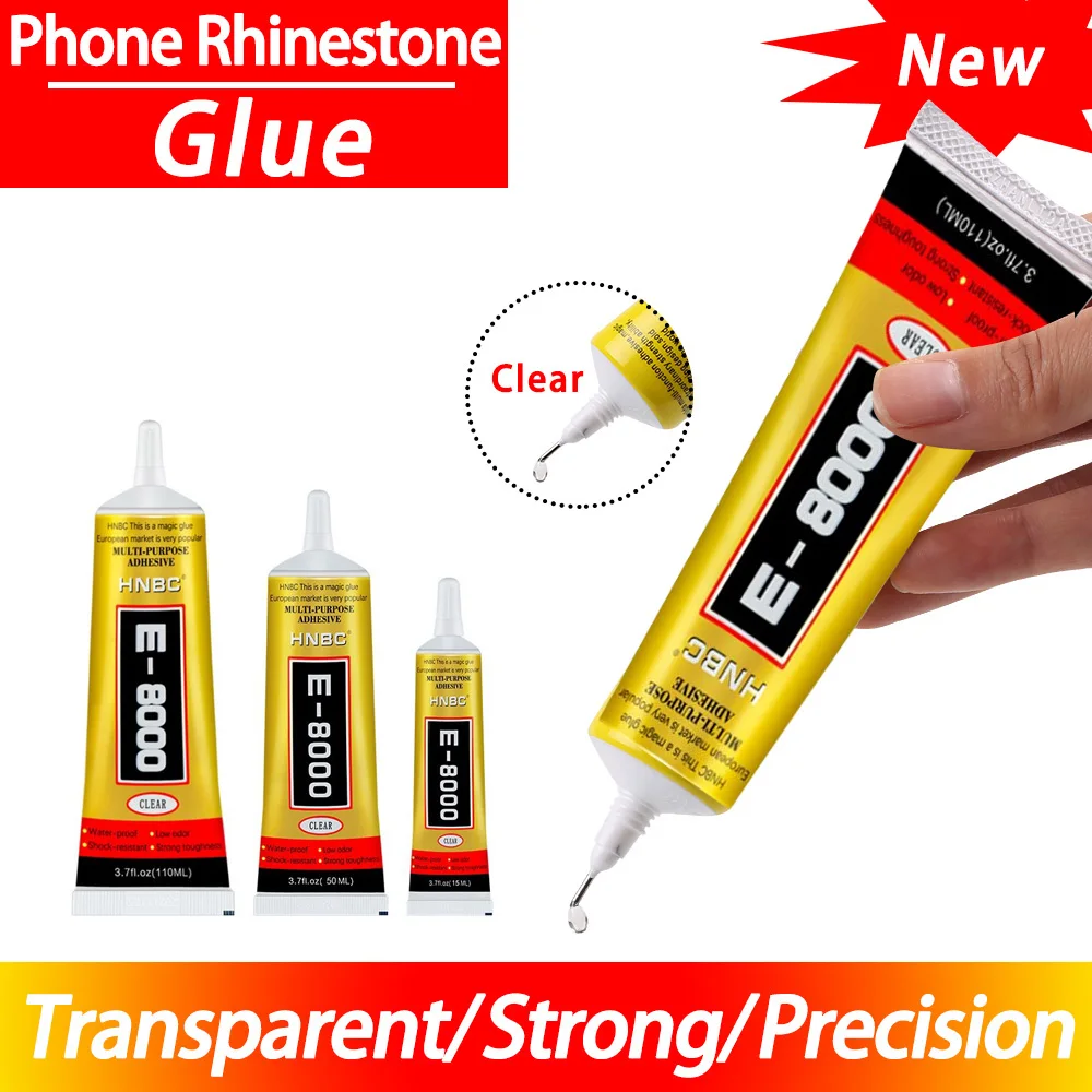 15/25/50/110ML Waterproof Clear E8000 Glue Phone Repair Fabric Wood Scrapbooking Contact Adhesive E-8000 w/ Precision Applicator