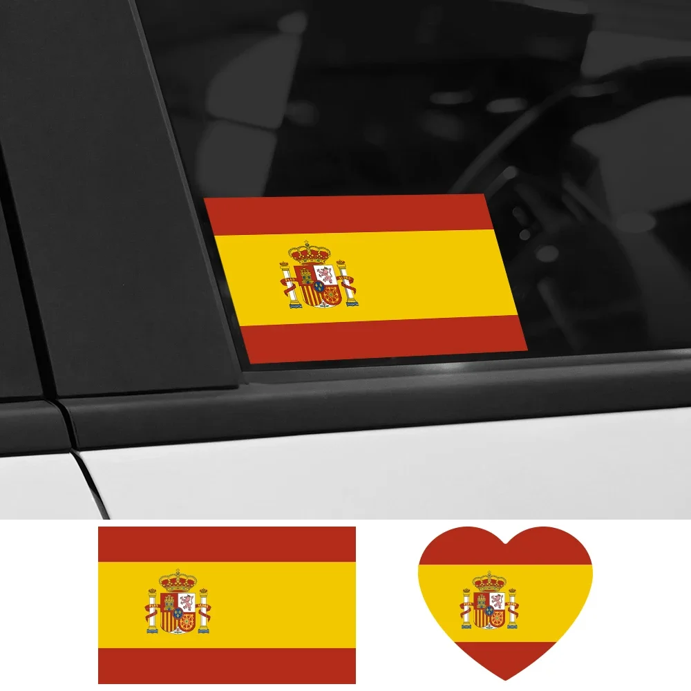 Custom Heart Shaped Decals Spain Flag Waterproof DIY Vinyl For Car Window Helmet Motorcycle Laptops PVC Decal Decor Accessories