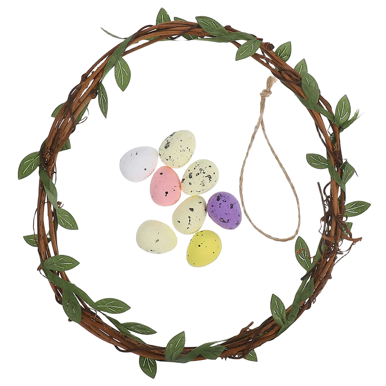 

Easter Rattan Wreath Artificial Spring Egg Door Hanging Wall Window Porch Cabinet Farmhouse Decor Floral Egg Berry Wreath