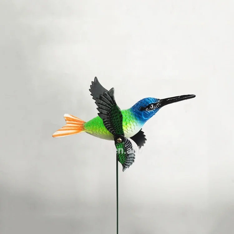 plastic Hummingbird garden stakes ornaments with metal stick outdoor decoration or customized new design for garden decoration