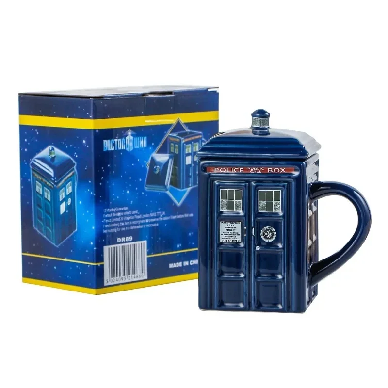 Doctor Who Tardis Creative Police Box Mug Funny Ceramic Coffee Tea Cup With Spoon Gift Box In Blue and Milk Drinks Breakfast Cup