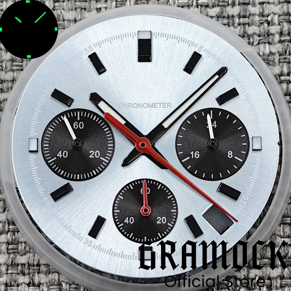 Gramock 29.8mm VK63 Purple Panda Watch Dial 6 Hands Luminous Date